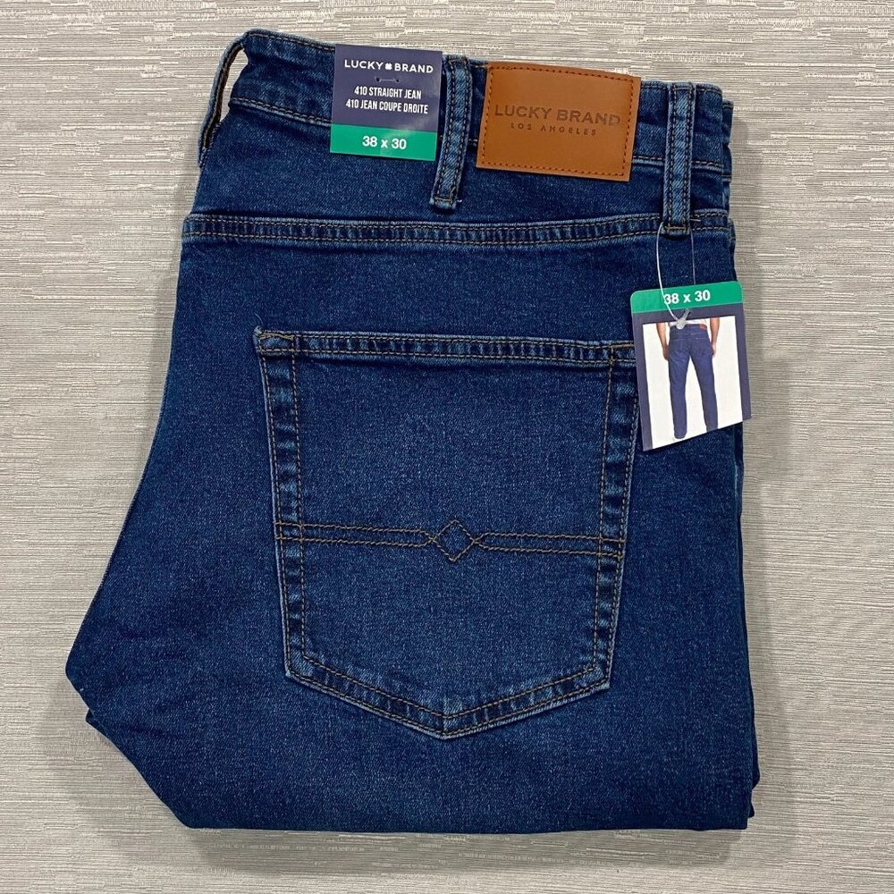 Lucky Brand 410 Jeans Mens 38 x 30 Straight Leg Medium Wash Denim